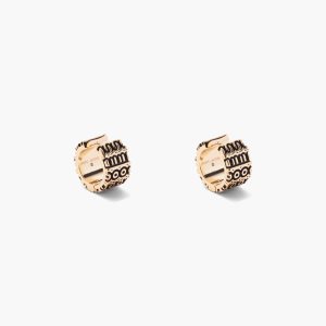 Aged Gold Marc Jacobs Monogram Engraved Hoops | 61WRFUAMC