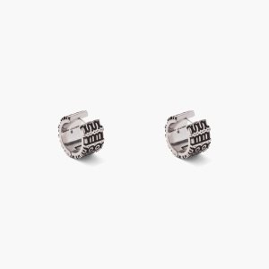 Aged Silver Marc Jacobs Monogram Engraved Hoops | 37YONSTWZ