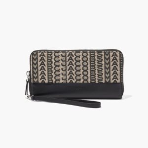 Beige Multi Marc Jacobs Monogram Jacquard Continental Wristlet Wallet | 98JEPVYGT