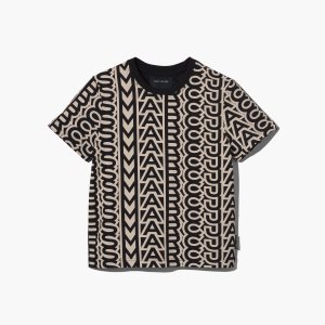 Black/Ivory Marc Jacobs Monogram Baby Tee | 01EORSFGY