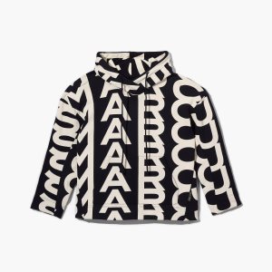 Black/Ivory Marc Jacobs Monogram Oversized Hoodie | 73PSNVUEB