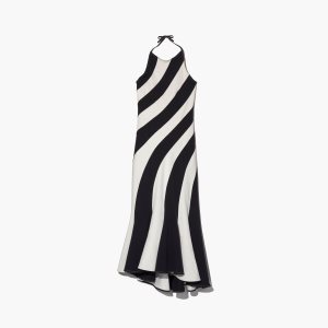 Black/Ivory Marc Jacobs Wave Halter Dress | 16OUVDSLC