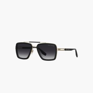 Black Marc Jacobs Icon Square Pilot Sunglasses | 76MXNDFZA