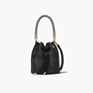 Black Marc Jacobs Leather Bucket Bag | 52BFHQXNW