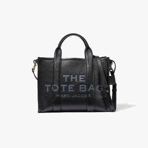 Black Marc Jacobs Leather Medium Tote Bag | 93PLRVSQI