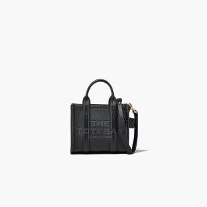 Black Marc Jacobs Leather Micro Tote Bag | 85DKNFVBX