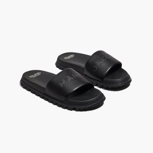 Black Marc Jacobs Leather Slide | 47JQUWXZS