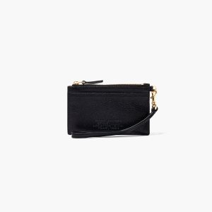 Black Marc Jacobs Leather Top Zip Wristlet | 15QMFXGKS