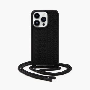 Black Marc Jacobs Monogram iPhone 14 Pro Crossbody Case | 73SFHCVMO