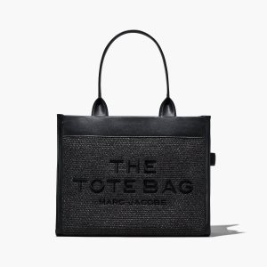 Black Marc Jacobs Woven DTM Large Tote Bag | 91UMTQPLV