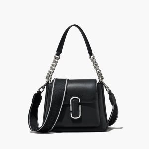 Black/Silver Marc Jacobs J Marc Chain Mini Satchel | 23FMNUEVD