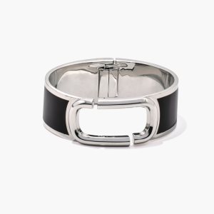 Black/Silver Marc Jacobs J Marc Large Hinge Bangle | 90PQLVIFH