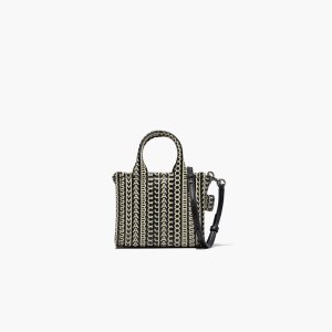 Black/White Marc Jacobs Monogram Leather Micro Tote | 41MVJZSAF
