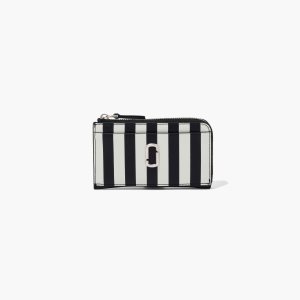 Black/White Marc Jacobs Striped J Marc Top Zip Multi Wallet | 15BHLXCTO