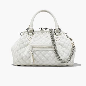 Cloud White Marc Jacobs Re-Edition Quilted Leather Stam Bag | 01ZFEQCPT