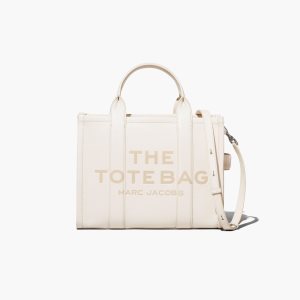 Cotton/Silver Marc Jacobs Leather Medium Tote Bag | 58EZYGIHR