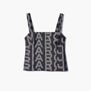 Denim Blue Marc Jacobs Monogram Denim Bustier Top | 76BSXFWGT