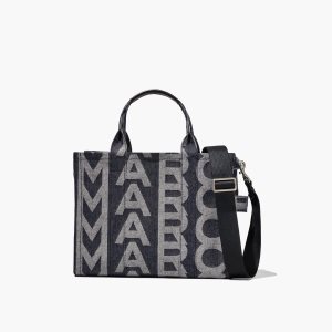 Denim Blue Marc Jacobs Monogram Denim Medium Tote Bag | 29EBCIGHZ