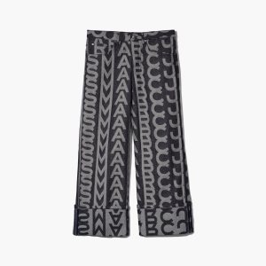 Denim Blue Marc Jacobs Monogram Oversized Jeans | 63HKFMTBY