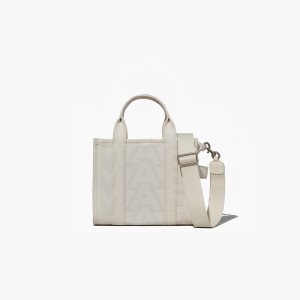 Eggshell/Optic White Marc Jacobs Outline Monogram Mini Tote Bag | 28SXHIKAB