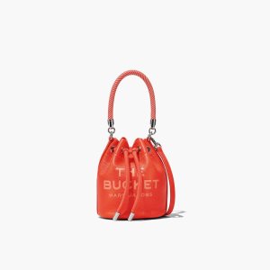 Electric Orange Marc Jacobs Leather Micro Bucket Bag | 81LGITUWO