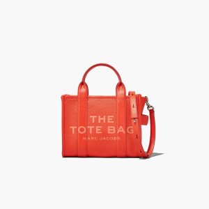 Electric Orange Marc Jacobs Leather Mini Tote Bag | 61LNQOVEY