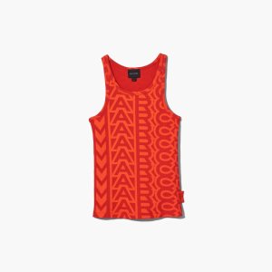 Electric Orange/True Red Marc Jacobs Monogram Rib Tank | 34LHUOXMD