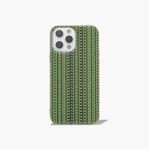 Grey/Fluro Green Marc Jacobs Monogram iPhone Case 14 Pro | 84ZBYWVRC