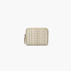 Khaki Marc Jacobs Monogram Leather Zip Around Wallet | 65OXKFHAI