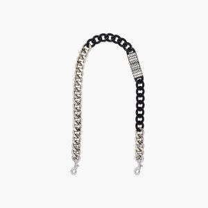 Nickel/Black Marc Jacobs Barcode Chain Shoulder Strap | 86UFAQBJH