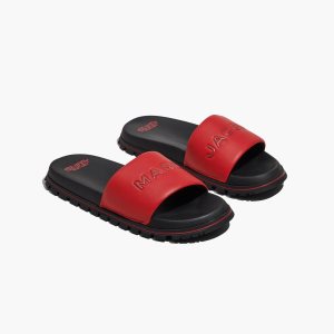 Red Marc Jacobs Leather Slide | 62KSTPWCZ