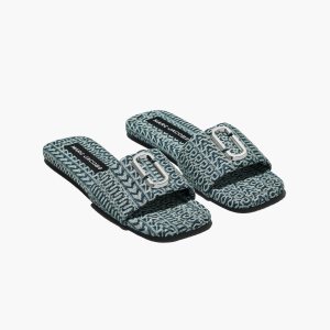 Sun Faded Denim Marc Jacobs J Marc Washed Monogram Denim Sandal | 73EZBVUPJ