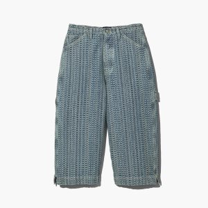 Sun Faded Denim Marc Jacobs Washed Monogram Oversized Denim Short | 89GNPBFHC