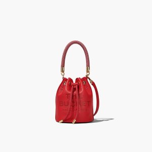 True Red Marc Jacobs Leather Micro Bucket Bag | 83DJXHLIY