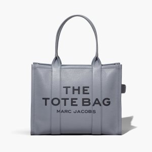 Wolf Grey Marc Jacobs Leather Large Tote Bag | 43IAFJYGE