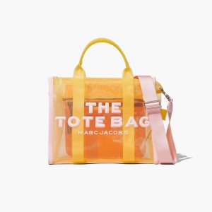 Yellow Multi Marc Jacobs Colorblock Mesh Medium Tote Bag | 42FJLNRGC